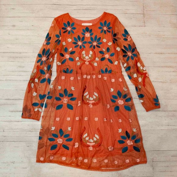 Philosophy Floral Embroidered Mesh Dress size L - Picture 5 of 8